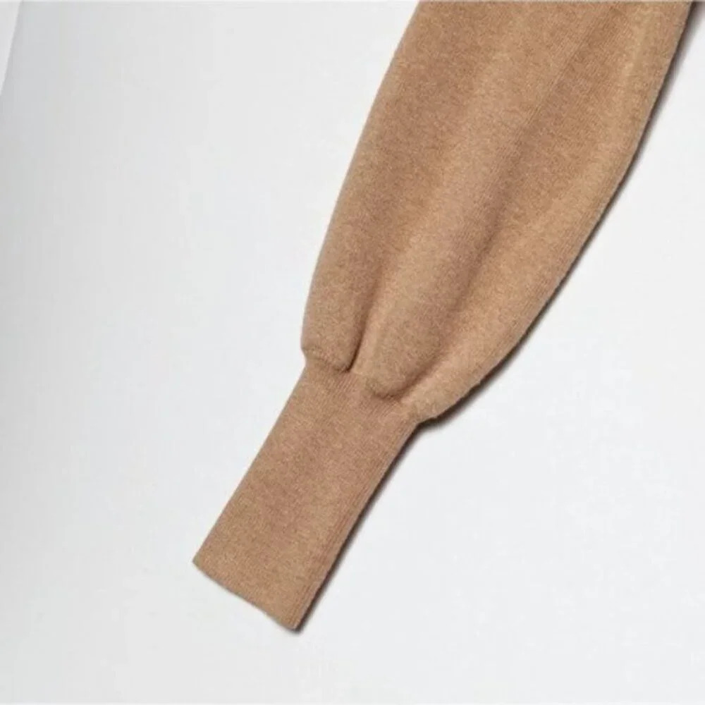 WILFRED Rebecca Sweater Wool Light Brown Cropped Turtleneck XS Aritzia - Picture 9 of 11